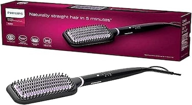 PHILIPS Bhh880, Auto Curler &amp; Heated Straightening Brush, Style Care, BLACK