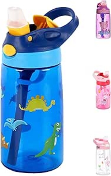 S2C Water Bottle for Kids With Straw &amp; Handle - 16 oz BPA Free Kids Water Bottles, Spill Proof Cups for kids, Easy-Clean, Water Bottle With Straw,Kids Water Bottle For School,toddler water bottle