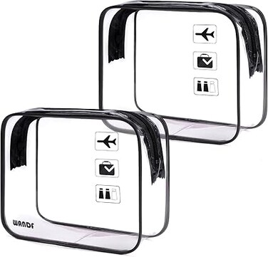 TSA Approved Clear Travel Toiletry Bag wih Zippers Carry-on Travel Accessories Quart Size Toiletries Cosmetic Pouch Makeup Bags for Men and Women (2 pcs)