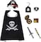 Pirate Costume Set for Kids Pirate Satin Cape, Pirate Hat, Pirate Hook and Pirate Toys for Halloween Birthday Pirate Party Supplies