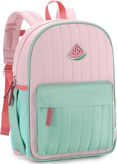 School Bag for Kid, Vaschy Lightweight Quilted Color-blocked Kids Backpack for Kindergarten Children Two Size