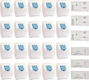 20 GN Vacuum Cleaner Bags for Miele 3D Vacuum Cleaner Bags Compatible with Miele Classic C1 Complete C1 Complete C2 Complete C3 S2 S5 S8 S400 S600 S800 Series with 3 Motor Protection Filters and 3