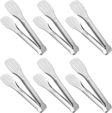 JXHAPY Serving Tongs Kitchen Tongs,Buffet Tongs, Stainless Steel Food Tong Serving Tong,7 inch（6 Pack)