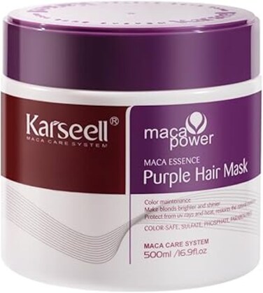 Karseell Purple Hair Mask Professional Neutralizes Brass &amp; Yellow Tones For Blonde Silver Gray Highlighted Hair 16.90 oz 500ml