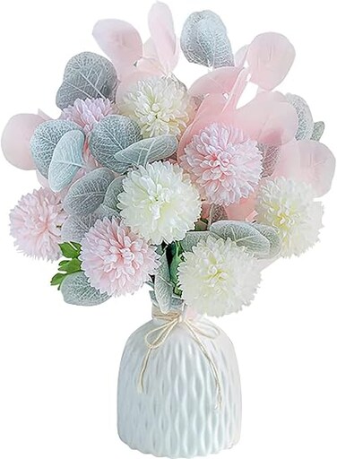 SYOSI Artificial Flowers Bouquets, Faux Hydrangea Flower Arrangements for Table Centerpieces Home Garden Party Office Wedding Decoration for Living Room Kitchen Decor (White, Pink, Champagne, Blue)