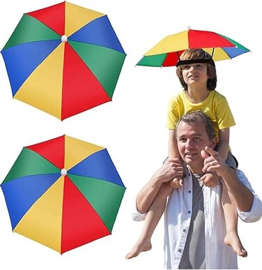 festive Umbrella Hat 55CM Sunscreen Windproof Hands Free Head Cap UV Protection Hats Mounted Top Folding for Fishing Beach Golf Sunshade Outdoor Mulit Color