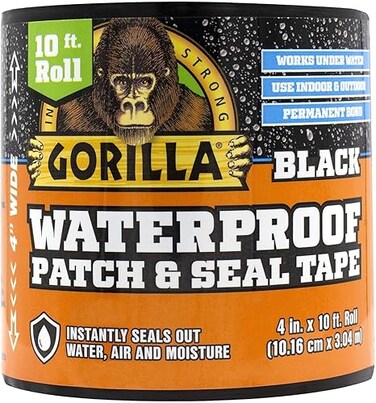 Gorilla Waterproof Patch &amp; Seal Tape 4" X 10' Black, Pack Of 1