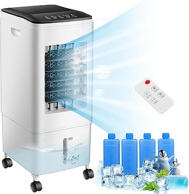 INGUNAR Portable Air Conditioners, 3-IN-1 Evaporative Air Cooler with 3 Wind Speeds, Remote And Touch Control, Air Conditioner with Timer, Water Tank, Ice Packs, Applies to Home, Office, Bedroom