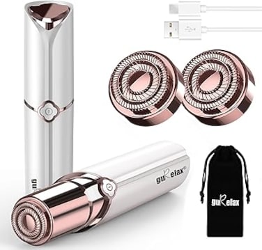 gurelax Womens Facial Hair Removal,Electric Face Razors for Women Rechargeable,The Best Hair Remover Device for Face Included 2 x Replacement Heads,Painless Hair Trimmer,for Lip,Mustache, Chin