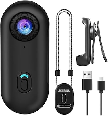 4K Wearable Mini Sports Camera with Magnetic Mount &ndash; Compact Action Camera for Cycling, Motorbiking, Hiking, Vlogging &ndash; 150-Minute Battery Life, Wi-Fi, H.265 Encoding, 360&deg; Clip, One-Tap Recording