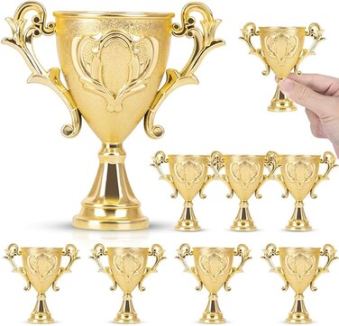 Gold Mini Trophies for Kids, 10 Pcs Trophy Award - Plastic Football Awards and Trophies Cup - Funny Trophy for Brings Joy and Recognition Party