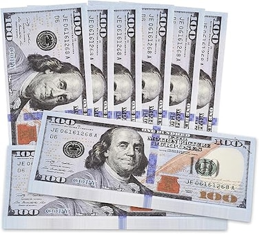 200 Pieces 100 Dollar Prop Money Play Money - Movie Prop Money 100 Dollar Bills Realistic, Play Money for Kids Learning, Fake Toy Money that Looks Real Actual Size, Perfect Money Party Decorations
