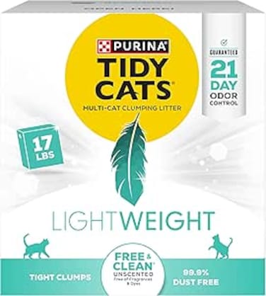 Tidy Cats Purina Low Dust Clumping Litter, LightWeight Free &amp; Clean Unscented, Multi Litter - 17 lb. Box