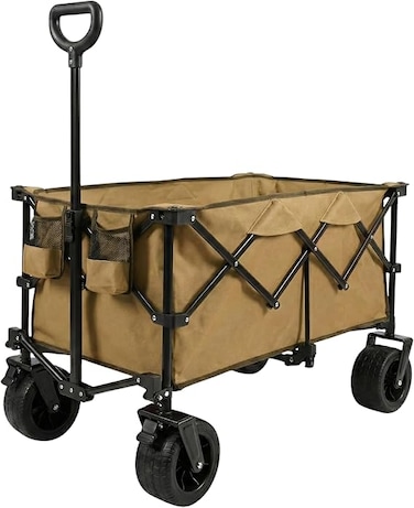 Foldable Wagon Trolley Cart - 150 KGS   Multipurpose Camping trolley(Beige)