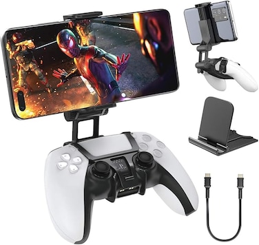 PS5 Controller Phone Mount Clip, Mobile Gaming Clip Cell Phone Stand Holder Replacement for PlayStation 5 Dualsense Controller Remote Play