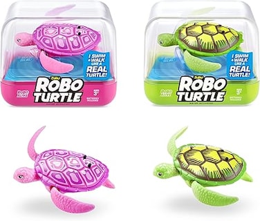 Robo Turtle Robotic Swimming Turtle (Green + Pink) by ZURU Water Activated, Comes with Batteries, Exclusive (2 Pack)