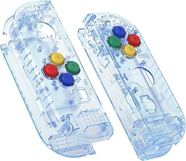 Joycon Case &amp; Buttons, DIY Replacement Case Grips Skin Shell &amp; Buttons Conversion Kit for Nintendo Switch/Switch OLED Joycon Controller Transparent Glacier Blue [NO Joy Con]
