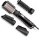 BaByliss AS200E Brush &amp; Style Ionic rotating hot air brush set, 1000 watts, 4 attachments, black, 5-piece set