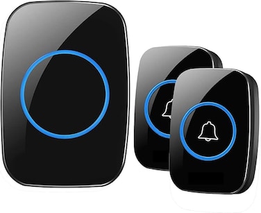Wireless Doorbell,Waterproof Door Bell Kit, Distinguish front and rear doors, Over 1000 feet Range and 60 Chime, 5 Levels Volume and LED Flash, for Home Office Classroom