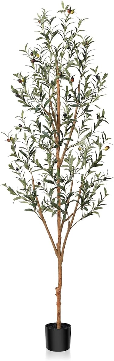 Kazeila Artificial Olive Tree 180cm Large Artificial Plant Indoor with Fruits Fake Silk Olive Plant in Pot for Home Decoration(1Pack)