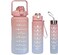 3 Pack Sports Water Bottle With Straw,2L+900ml+500ml Measured Plastic Drinking BPA Free Non-Toxic Sports Drinks Time Markings Motivational Fitness (Pink)