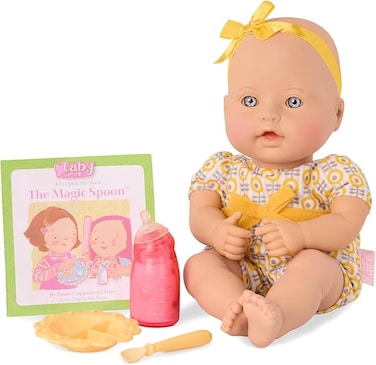 Feeding Time 12-inch Soft-Body Newborn Baby Doll with Easy-to-Read Story Book and Baby Doll Accessories, Caucasian