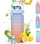 AIMBIGG 2L Water Bottle with Straw 64 Oz Motivational Sports Water Bottle with Time Capacity Marker BPA Free Big Large Gym Cycling Water Bottle Cup Jug for Kids School Outdoor Fitness (Blue Orange)