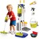 Toddler Cleaning Toy Set Includes Real Working Vacuum Cleaner, Broom, Mop, Brush, Spray, Duster, Preschool Educational Pretend Play Cleaning Kit for Toddler (Blue)
