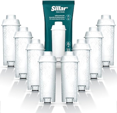 8-Pack Water Filter, Replacement for Delonghi Coffee Machines DLSC002, SER3017 and 5513292811 - Compatible with ECAM, Esam, ETAM Series - Dynamica, PimaDonna Filter Cartridges Activated Carbon