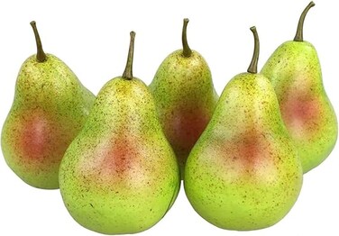 Artificial Decorative Pears, 5 Pieces (Colourful, 20-40g/pc) Lifelike Plastic Fruit Artificial Fruit Fruit Decoration Shop Window Household Kitchen Party Hotel Children's Kitchen Play Kitchen 5 Pack