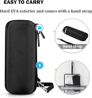 Travel Storage Case &amp; 2Pcs Small brush for Philips Norelco OneBlade QP2520 QP2530 QP2620 QP2630, Carrying Bag for Philips Norelco One Blade Hybrid Electric Trimmer and Shaver (Black,6.5*2.5*2.1In)