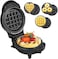 Mini Waffle Maker 3-in-1 with 6 Removable Plates &ndash; Non-Stick 4.5&rdquo; Waffle Iron for Heart Waffles, Donuts &amp; Classic Waffles &ndash; Compact Electric Waffle Maker with Preheat Indicator &ndash; Easy to Clean &ndash; Red