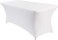 6FT White Spandex Tablecloth, Rectangular Fitted Stretch Table Cover for Parties, Weddings &amp; Events, Wrinkle-Resistant &amp; Washable Tablecloth for Vendor Booth &amp; Kitchen Use