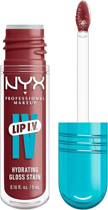 NYX Professional Makeup Lip IV Hydrating Gloss Stain, Lip Gloss, Up to 12HR Hydration, High Pigment, Wet Shine Finish, Drippin' In Rose