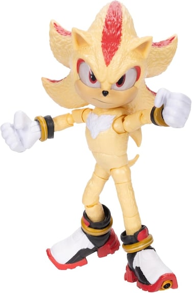 Sonic The Hedgehog Sonic 3 Movie Super Shadow Action Figure by Jakks Pacific, Stands 5&rdquo; / 13 cm Tall, Highly Articulated for Boys/Girls, Officially Licensed 3 Movie, Suggested for Ages 3+