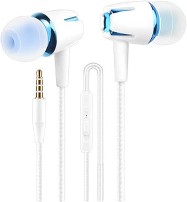 Wired earphones In ear mobile phone wired headset with microphone (various styles) (E18 blue)
