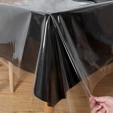 Clear Plastic Tablecloth Protector, 100% Waterproof Oilproof Stain Resistant Wipeable Rectangle Transparant Vinyl Table Cover, Clear Table Cloth for Indoor Outdoor Dining Table (137 * 198cm)