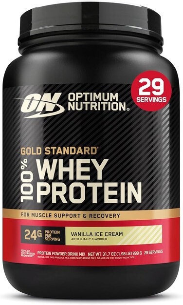 Gold Standard 100% Whey Protein Powder Primary Source Isolate, 24 Grams of Protein for Muscle Support and Recovery - Vanilla Ice Cream, 2 Lbs, 29 Servings (899 Grams)