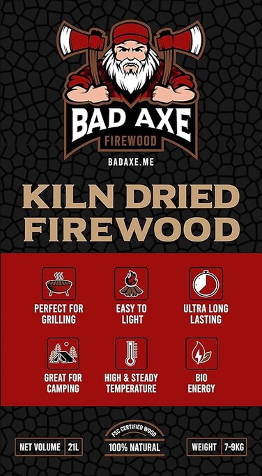 Birch Firewood 40L Sack (Approx. 15kg)   Premium Kiln-Dried Hardwood Logs   Low Moisture, Long-Lasting &amp; Clean-Burning   Ideal for Fireplaces, Wood Stoves, Fire Pits &amp; BBQ