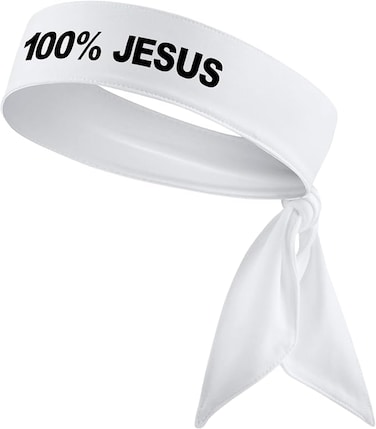 100% Jesus Sports Head Tie Headband Soccer F&uacute;tbol Football White Black Athletics Fitness Stretch Sweatband Ninja Tie Bandana