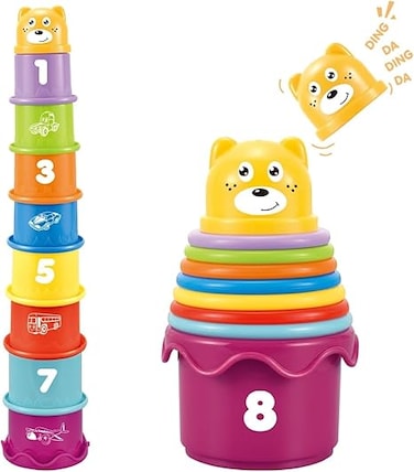 6 to 12 Months, Baby Stacking Nesting Cups Toys,Montessori Toys for 1 Year Old, Stacking Building Blocks Infant Toddler Toys 0-3, Color Shape Sensory Toys, Boys&amp;Girls Gifts for Toddler Gifts
