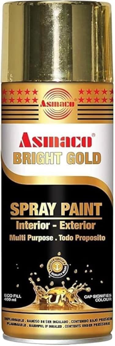 Spray Paint Quick Drying Smooth High Gloss Interior Exterior Wood Plastic Metal Automotive Non fading 400ML (Bright Gold)
