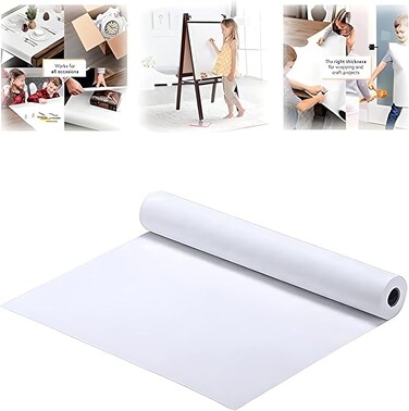 1 White Drawing Paper Roll - 20 m Art Paper Roll, Painting Sketching Paper - Easel Paper Roll for Kids - Fadeless Bulletin Board Paper Children Art Sketch Paint Drawing Board - 45cm Wide