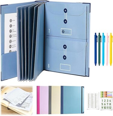 Binder - Life Organizer, Document Organizer Folio - The Folio Life Organizer for Important Documents - Life Book Document Organizer (Blue)