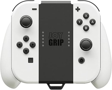 JoyGrip for Nintendo Switch and Switch OLED Joy-Con Controller: Rechargeable Handheld Joystick Remote Control Holder with Interchangeable Grips - OLED White
