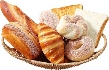 Joeabor 8pcs Artificial Bread Set, Realistic Fake Food for Display, Fake Bread for Decoration, Faux Food Props, Includes Faux Croissant, Dessert, Baguette and Toast