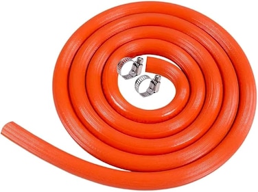 Hose Propane Butane LPG Gas Pipe, 8mm, British Standard, with 2 Clips (10Meter)