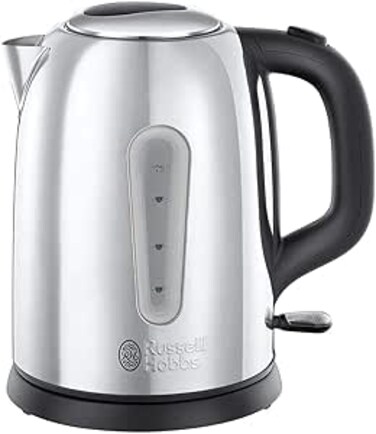 Russell Hobbs Coniston (23760) Electric Kettle, 1.7L Capacity 3000W, Sleek Stainless Steel Design with Rapid Boil, Perfect for Warm Beverages for Home &amp; Office Use, Silver - 1-Year Warranty