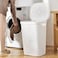 HNEJA Laundry Basket, Floor-Standing Hand-Held Laundry Basket with Lid, Plastic Laundry Hamper Storage Bucket with Handle, for Kitchen Bedroom Bathroom Closet(White)