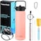Hssentials 750ml Vacuum Insulated Water Bottle, Double Wall Stainless Steel Thermos Bottle with 2 Lids Included, Straw Lid and Wide Mouth, Hot Cold Water Flask, Sports Bottle (25oz, Baby Pink)